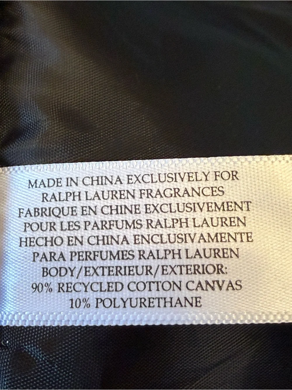Ralph Lauren Fragrance Tote Duffle Weekender Travel Bag Black Canvas